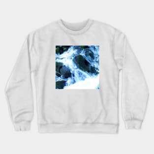 River flow ,fern, ferns, leaves,  rocks, vegetation, flow, river, water, turquoise, island, paradise, adventure, foam, blue, navy, aqua, stones, summer, rain, xmas, holidays Crewneck Sweatshirt